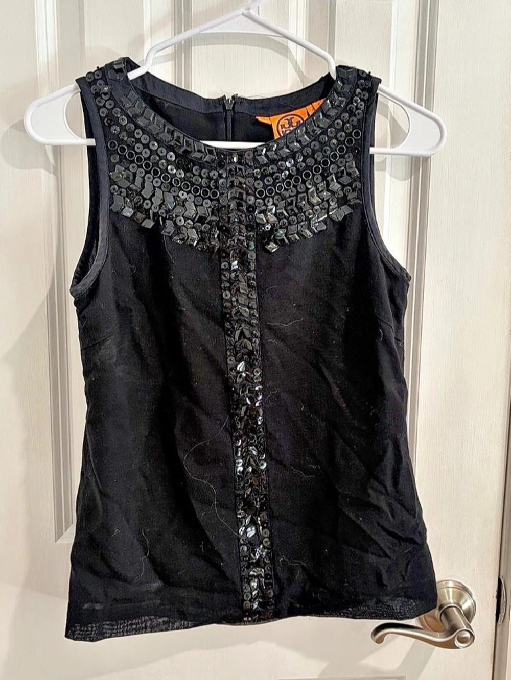 Tory Burch Embellished Black Tank Top Like New